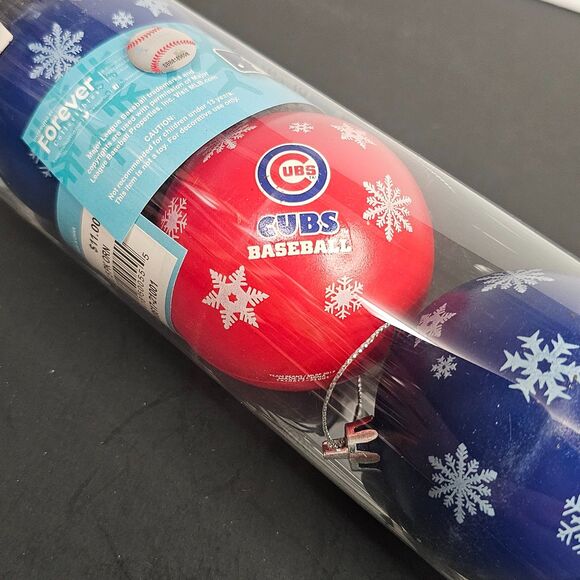 New Chicago Cubs Shatterproof Christmas Ornaments Set of 5 Blue Red Snowflakes - Picture 3 of 4